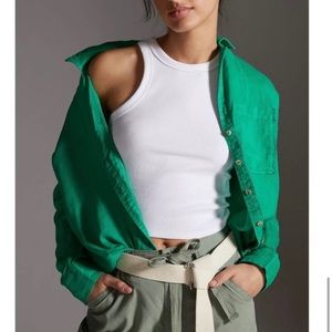 Anthropologie Maeve Green Linen Button Down
